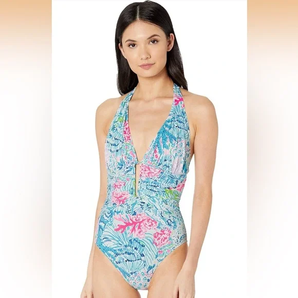 Lilly Pulitzer Lanai Halter One-Piece Swimsuit in Sink or Swim Size 4 EUC - Picture 13 of 14